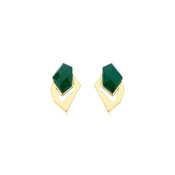 Brinco Faceta  - Ágata Verde